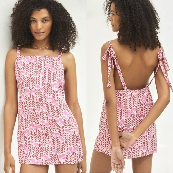 Anthropologie Dresses & Skirts - Lobo Rosa Arara Mini Dress from Anthropologie in Pink and White Size Large NWT